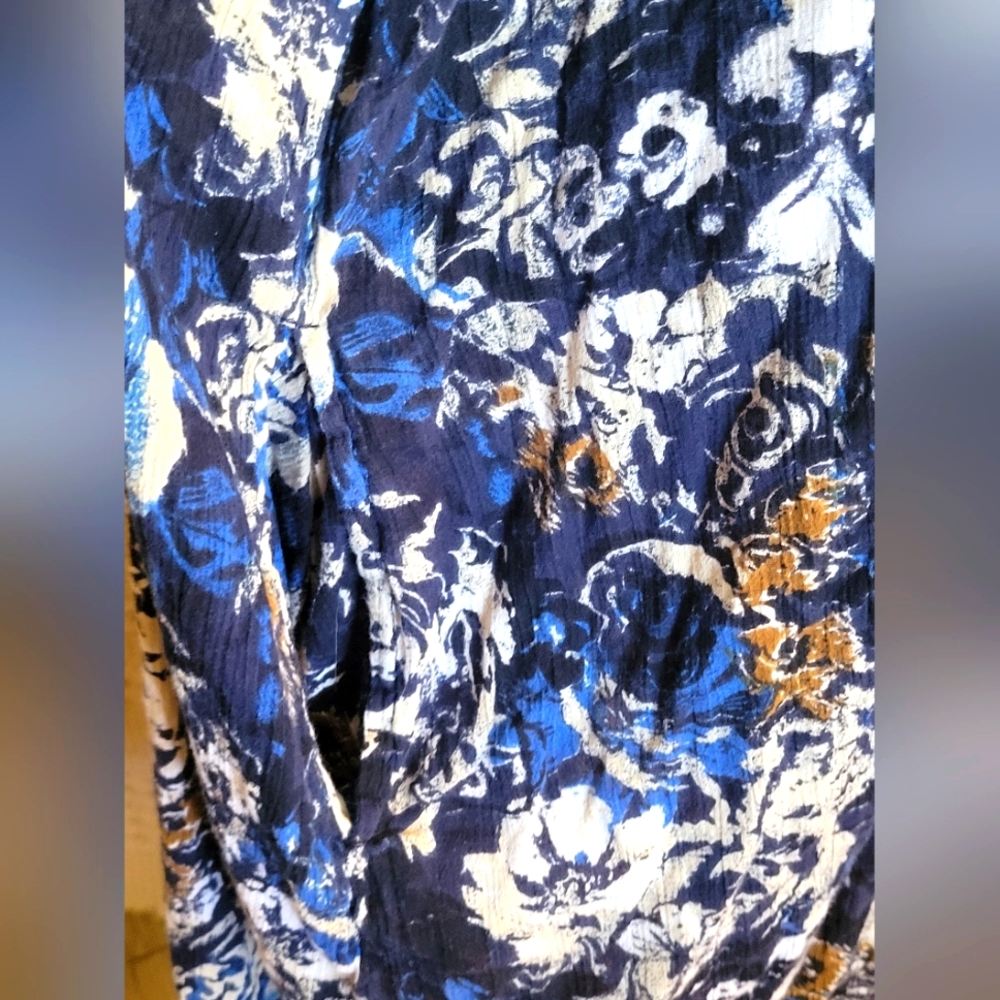 Vintage Anthony Richards Blue Floral MooMoo Size 4X (Fits Like 1X) - Picture 6 of 8